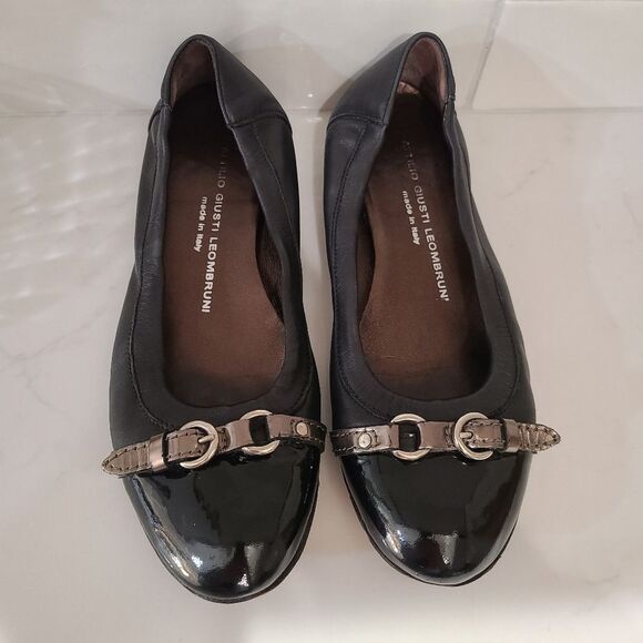 AGL Attilio Giusti Leombruni Black Ballet Flats Size 8 Work Office Comfy Italian - Picture 4 of 8